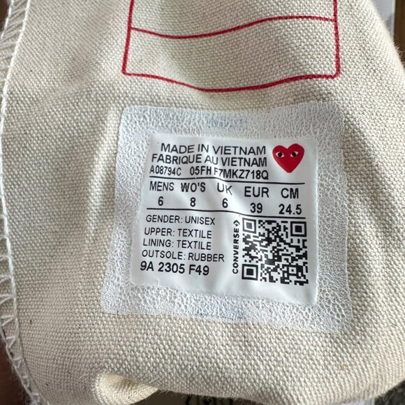 ✨Converse Chuck Taylor70 Hi Comme DES Garcons Play Sz 8 Women Shoes Blue A08794C - Picture 10 of 10